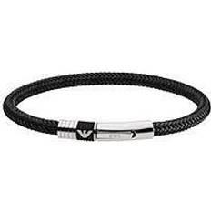 Leather bracelet Emporio Armani Braided Leather Bracelet - Silver/Black