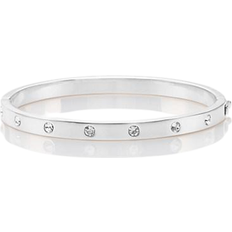 Hinged Bangle - Silver/Transparent
