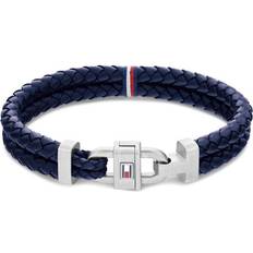 Tommy Hilfiger Carbiner Leather Bracelet - Silver/Blue