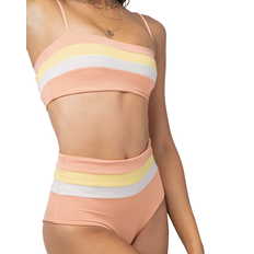 L*Space Portia Stripe Bikini Bottom - Cream/Lemon Drop/Tangy
