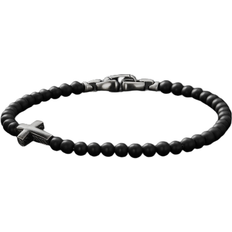 David Yurman Spiritual Beads Cross Station Bracelet - Silver/Black Onyx