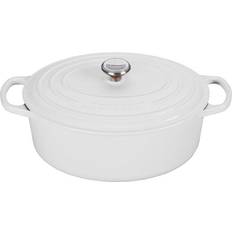 Le Creuset Cast Iron Cookware Le Creuset White Signature Oval with lid 4.73 L