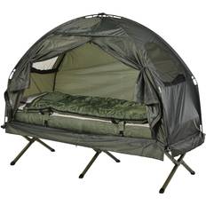 Tents OutSunny Portable Camping Cot Tent with Air Mattress, Sleeping Bag and Pillow