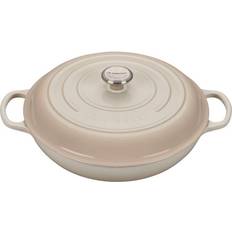 Dishwasher Safe Shallow Casseroles Le Creuset Meringue Signature with lid 4.73 L 34.798 cm