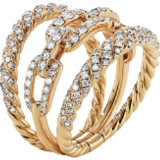 David Yurman Stax Three Row Ring - Gold/Diamonds