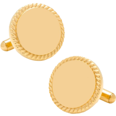 Gold Plated Cufflinks Cufflinks Inc Rope Border Round Engravable Cufflinks - Gold