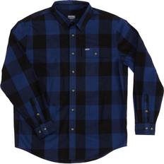 Polyester button up shirts Smith's Workwear Men's Buffalo Pocket Flannel Button-Up Shirt - Blue/Black