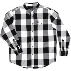 Flannel Shirts - White Smith's Workwear Men's Buffalo Pocket Flannel Button-up Shirt - White/Black