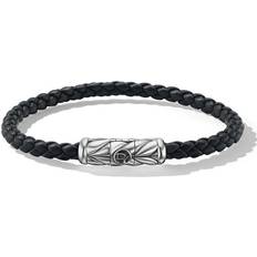 David Yurman Chevron Woven Rubber Bracelet - Silver/Black