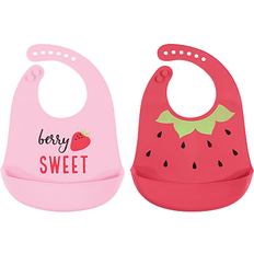 Red Food Bibs Hudson Water Resistant Wipe Clean Silicone Bibs 2-Pack