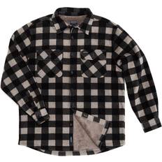 Fleece Shirts Smith Sherpa Lined Plaid Microfleece Shirt Jacket - Grey/Black