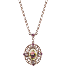 1928 Jewelry Flower Pendant Necklace - Rose Gold/Pink