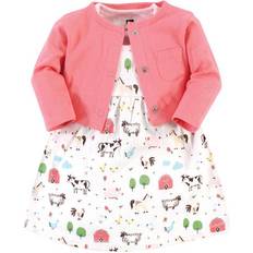 1-3M Dresses Children's Clothing Hudson Baby Cotton Dress and Cardigan Set - Farm Animals ( 10153977)