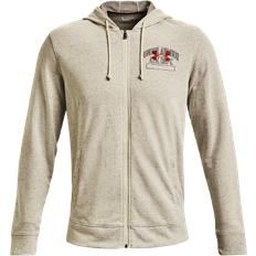 Beige - Fitness Sweatere Under Armour Rival Terry Athletic Department Full-Zip Hoodie - Stone/Red