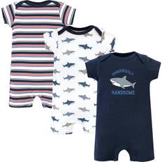 White Playsuits Hudson Baby Cotton Rompers 3-pack - Shark (10152778)