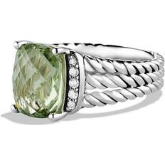 David Yurman Petite Wheaton Ring - Silver/Diamonds/Prasiolite