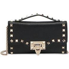 Valentino Garavani Rockstud Leather Wallet-On-Chain - Nero