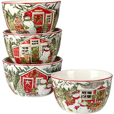 Christmas Dessert Bowls Certified International Snowman's Farmhouse Dessert Bowl 13.335cm 4pcs 0.65L