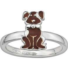 Stacks & Stones Dog Stack Ring - Silver/Brown