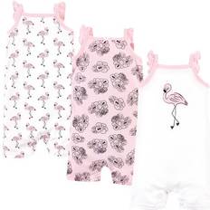 Square Playsuits Children's Clothing Hudson Baby Cotton Rompers 3-pack - Painted Flamingo (10152663)