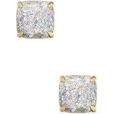 Small Square Studs - Gold/Opal Glitter