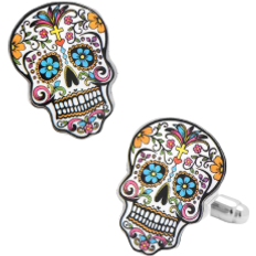 Purple Cufflinks Cufflinks Inc Day of the Dead Skull Cufflinks - Silver/Multicolour