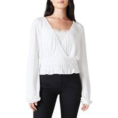 Lucky Brand Pointelle Surplice Top - Bright White