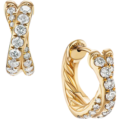 David Yurman Crossover Hoop Earrings - Gold/Diamonds