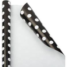 Gift Wrapping Papers Jam Paper Wrapping 25 Sq Ft, 1/Pack, Black with White Polka Dots Gift Wrap