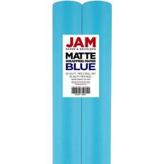 Party Gift Wrapping Papers Jam Paper Matte Wrapping 25 Sq Ft per Roll, Peacock Blue, 2/Pack