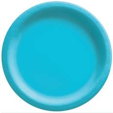 Blue Disposable Plates Amscan Round Paper Plates, 8-1/2” Caribbean Blue, Pack Of 150 Plates