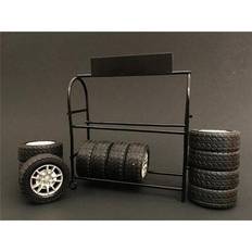 RC Toys Metal Tire Rack with Rims and Tires for 1/24 Scale Models by American Diorama