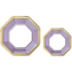 Text & Letters Plates, Cups & Cutlery Amscan 10.25 in. and 7.5 in. Octagonal Lavender Premium Plates Multipack (40-Piece) Purple