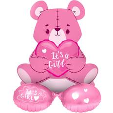 Folat Foil Balloon Med Base Bear It's a Girl Pink 61 cm