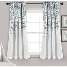 Blommiga - Blåa Gardinlängder Frodig Dekor Gråtande Blomma Ljus 132 cm B x 160 cm L Set of 5 132.08x160.02cm