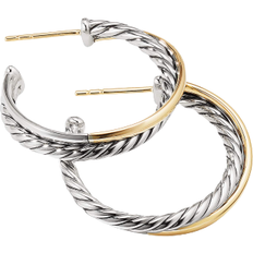 David Yurman Earrings David Yurman The Crossover Collection Medium Hoop Earrings - Silver/Gold