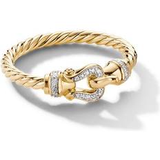 David Yurman Petite Buckle Ring - Gold/Diamonds