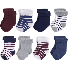 Hudson Terry Roll Cuff Socks 8-pack - Navy Gray Stripe (10754115)