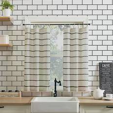 Linen Valances Clean Window Twill Stripe Cafe Curtains 91.44x132.08cm