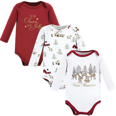 Hudson Cotton Long-Sleeve Bodysuits 3-pack - Girl Holiday Village (10118349)