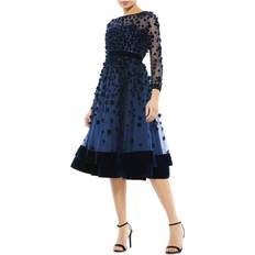 Eelegant Velvet Floral Cocktail Dress - Midnight