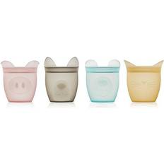 Pink Baby Food Containers & Milk Powder Dispensers Zip Top Animal Baby Snack Containers 4pcs