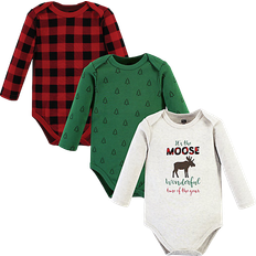 Checkered Bodysuits Hudson Cotton Long-Sleeve Bodysuits 3-pack - Moose Wonderful Time (11115397)