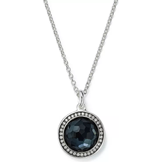 Ippolita Stella Lollipop Pendant Necklace in Hematite Doublet with Diamonds in Sterling Silver