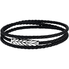 Leather - Men Bracelets David Yurman Chevron Triple-Wrap Bracelet - Silver/Black