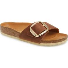 Birkenstock Damen - Textil Schuhe Birkenstock Madrid Big Buckle Oiled Leather - Cognac