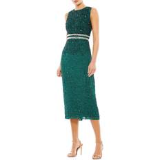 Mac Duggal Vertical Sequin Midi Sheath Dress - Deep Emerald