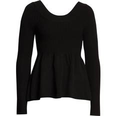 Rebecca Taylor Scoop Neck Peplum Pullover - Black