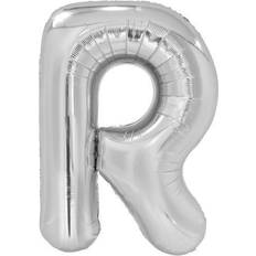 R Bogstavballoner Amscan 9909567 9909567-Silver Letter R SuperShape Foil Balloon-39, Silver