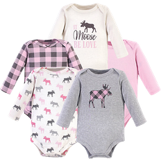 Checkered Bodysuits Hudson Cotton Long-Sleeve Bodysuits 5-pack - Pink Moose (10156313)
